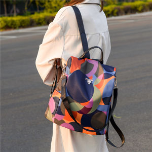 Womens Colorful Anti-Theft Backpack Casual Waterproof Oxford Daily Travel Backpacks for Women Multifunctional Preppy School Bag