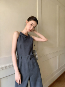 XXNING | French Style Tailored High-Waisted Wide Leg Jumpsuit