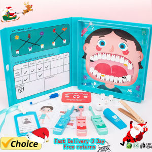 Wooden Simulation Dentist Play Set Baby Dental Doctor Medical Kit Pretend Toy for Kids Hygienic Cultivation Christmas Gift