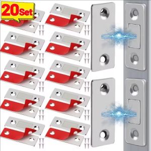 10/20 ชุด ตัวล็อคตู้แม่เหล็กแบบมองไม่เห็นแข็งแรง / แม่เหล็กปิดประตูแบบบางพิเศษ / ตัวล็อคลิ้นชักแบบมีกาว / สำหรับตัวปิดตู้ในครัว