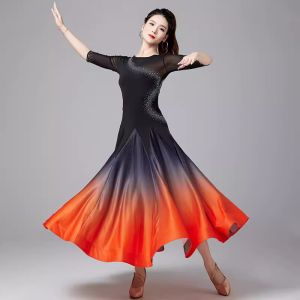 Modern National Standard Latin Ballroom Dance Waltz Dress Practice Performance Dress For Womens Dance Dress