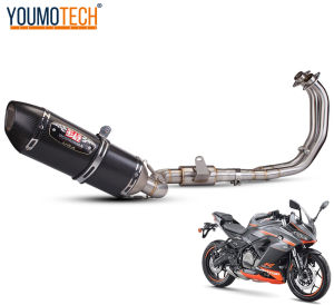 For QJmoto SRK400 SRK350 Motorcycle Exhaust System Slip on Muffler Pipe Front Middle Connection Link Pipe Exhaust with Silencer Carbon fiber SRK 400 SRK 350
