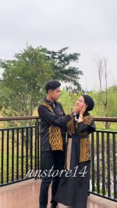 (READY STOCK) Dress Couple Tenun Kondangan Prewedding Naumy Gold - Baju Tenun ANSTORE14