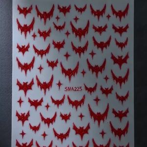 1/3Pcs 3D Red Black Gothic Bat Nail Stickers Cat Star Lace Ribbon French Bats Wing Nails Decal DIY Halloween Manicure Decoration