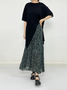 กระโปรงยาวผ้าชีฟองลายดอกไม้เอวสูงทรงเอสไตล์ย้อนยุคสำหรับผู้หญิงในฤดูร้อน กระโปรงสั้นกระโปรงจีบกระโปรงสั้นสีพื้นสำหรับงานวันเกิด