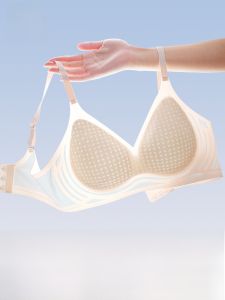 MiiOW | เสื้อชั้นในผ้าไหมน้ำแข็งสำหรับผู้หญิงในช่วงฤดูร้อน ไร้ตะเข็บ ทรงบาง ป้องกันการหย่อนคล้อย ดูดซับความร้อน หลังสวย เสื้อชั้นในแบบเกาะอก