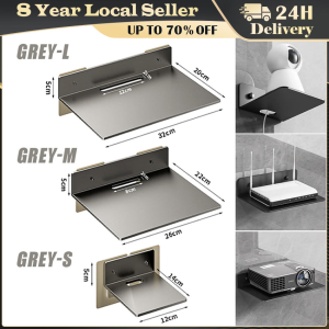 Router Wall Shelf Universal Household Floating Shelf Storage Display Rack for TV Projector Camera Set-top Box Audio Wifi Outlet Wall Mount Router Shelf Non Perforated Carbon Steel Projector Storage Bracket Multifunctional Large Capacity
