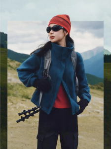 Beneunder | Stand Collar Short Style Jacket with Elastic Fleece Lining
