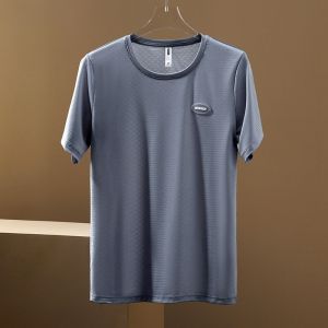 ROMON | Lormen Mens Short Sleeve T-Shirt Round Neck Ice Silk Mesh Quick Dry Casual Sporty Top Half Sleeve Youth Fashion Summer Wear