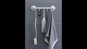 Adjustable 6 Row Hook Seamless Bathroom Towel Hanger Lock Type Strong Suction Cup Hook Wall Hanging Kitchen Holder