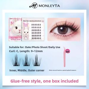 MONLEYTA | Natural Looking Self-Adhesive False Eyelashes For Women Tea Flower Trilogy No Glue No Removal Easy To Use Fake Lashes