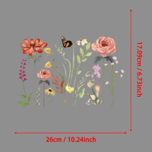 1Pc Flowers Attract Butterflies to Stay Patches for Clothes Iron-on Transfers Thermo-Stickers for Printing for Clothes/Bags