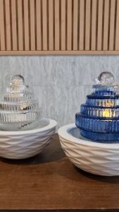 น้ำพุ น้ำล้นตั้งโต๊ะ ตกแต่งบ้านเสริมฮวงจุ้ย รุ่น99102 มี 2 แบบ สีขาวกับสีน้ำเงิน