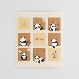 Cartoon Giant Panda Wood Pulp Cotton Mop Kitchen Sponge Dishcloth Brush Pot Cleaning Lint-Free Oil-Free Absorbent Oil Resistance
