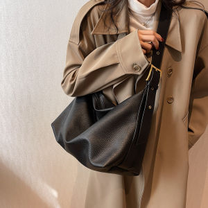 Textured Lychee Pattern Fabric Large Bag New Arrival Fashion Retro Shoulder Messenger Bag Female Large Capacity Class Commuter Bag