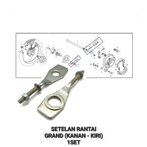 Setelan Rantai Grand (Harga Per 1 SET) - Stelan Rante Anting Anting Chain Adjuster Arm Arem + Plat Honda Astrea Prima Legenda Supra Lama Tromol 100cc Supra X Lama Supra Fit Lama Supra XX