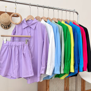 Loose Casual Polo Neck Long Sleeve Shirt Slimming Wide Leg Pants Two Piece Set Womens Fashion Comfortable Breathable Summer Outfit