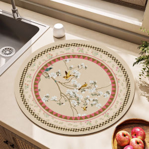 New Chinese Style round Absorbent Silicon Dendroid Kitchen Table Mat Tea Table Pad Fast Drying Countertop Protection Pad