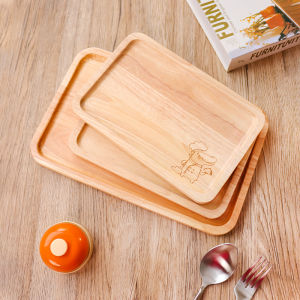 Wooden Rectangular Breakfast Tray Afternoon Tea Bread Serving Tray Storage Plate Coffee Shop Tea Plate Rectangular Dinner Plate