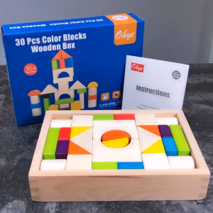 Premium 30Pcs Solid Wooden Building Block Toy Set/Children Stacking Block Toy/Early Educational Toy For Kids