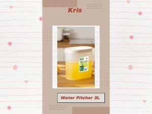 Kris 2-in-1 Water Pitcher 3L Plastic Kettle Plastik Teko Air Dengan Kran Putar Cerek Warna Krem 2in1 Krisbow