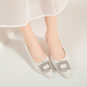 IELGY high heels womens French wedding shoes white pointed stiletto side empty shoes