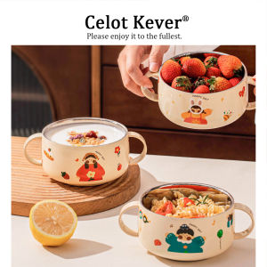 Food-Grade 316L Stainless Steel Childs Eating Bowl with Ears
