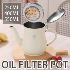 Stainless Steel Oil Filter Pot Container Oil Separator Fine Mesh Strainer Tank with Cover Oil Strainer For Kitchen