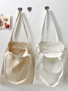 Laid-back Japanese Style Large Capacity Canvas Bag Simple Solid Color Student Shoulder Bag Womens Tote Bag Casual Leisure