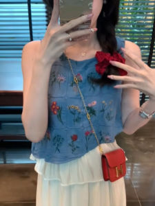 BINKAFENNY | Heavy Embroidery Strap Vest Women Summer Outwear Spicy Irregular Splicing Unique Beautiful Sleeveless Top Design Sense