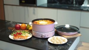ELBA Multi Cooker with Grill EMC-K5015(PK) - Removable Non-stick Pot Grill Pan - Pink (5L / 1500W) WAH LEE STORE