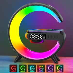 G63 nhỏ RGB sạc không dây thông minh không dây loa bluetooth Đồng hồ báo thức Mặt Trời Mọc đèn đánh thức trạm Đế sạc nhanh 15W