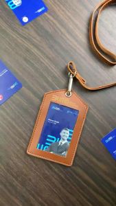 CardHolder Kulit Grafis Marking Laser UV Custom Bebas Nama Logo Perusahaan