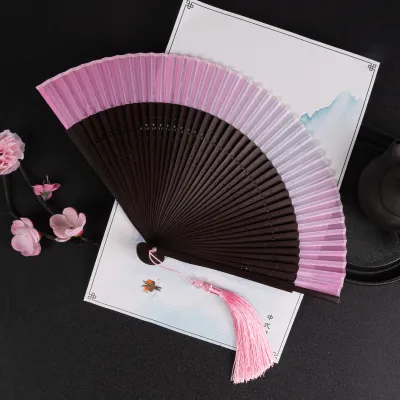 Chinese Style Wedding Bride Photo Fan Props Gradient Dance New Chinese Style Han Chinese Clothing Cheongsam Chinese Ancient Style Morning Gowns Folding Fan
