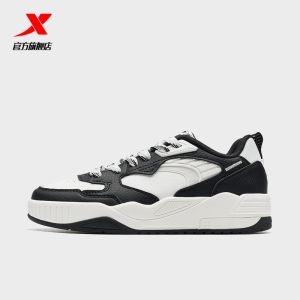 XTEP Womens Flat Sneakers 2024 Autumn New Fashion Sweet Patchwork White Shoes Low Top Breathable Comfortable Sporty Casual