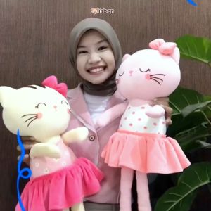 ISTANA BONEKA Kucing Floopy Little Dancer 12inch Cat Cantik Pita Pink Rok Dress Imut Lucu Anak