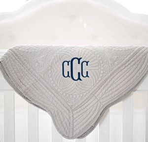 Personalized New Mom Baby Shower Gift Custom Baby Name Heirloom Keepsake Quilt Embroidered Monogram Blanket for Baby Girl Boy