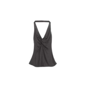 YUEZHONGWEI | Gray V-Neck Twisted Neckline Backless Vest