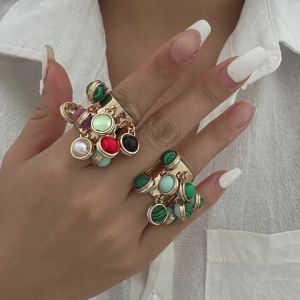Ingemark | Ingemark Boho Nhiều Màu Sắc Pha Lê Mở Vòng Hình Học Kim Loại Knuckle Nhẫn Dành Cho Nữ Cưới Cô Dâu Hàng Ngày Thời Trang Món Quà Trang Sức