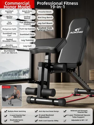 ADKing | Adjustable Multi-Function Fitness Bench for Abdominal Exerciser Weightlifting