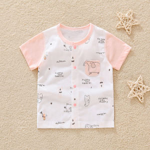 เสื้อแขนสั้นเด็กทารกเสื้อคาร์ดิแกนแขนสั้นผ้าฝ้ายแท้แบบบางสำหรับทารกเสื้อผ้าสำหรับเด็กแรกเกิดไม่มีกระดูกเสื้อยืดผ้าฝ้ายแท้สำหรับฤดูร้อน