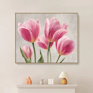 KAYOU | Pink Tulips Digital Oil Painting Paint By Numbers Kit Canvas Hand Drawing Picture Home Wall Decor Art Gift for Friend Family
