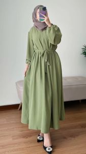 BAVIN MIDI DRESS WANITA BAHAN CRINGKEL AIRFLOW PREMIUM BUSUI TERMURAH LD 110 DRESS TERBARU BISA COD