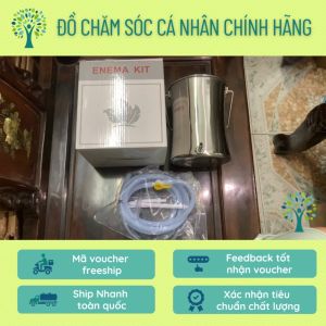 Xô inox thụt tháo đại tràng bộ xô thải độc đại tràng súc ruột đại tràng enema coffee thải độc cà phê 2l + Cọ rửa 1m