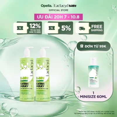 Bộ 2 chai Sữa Tắm Gội Trẻ Em Lactacyd Baby Extra Milky Làm Sạch Dịu Nhẹ và Dưỡng Ẩm Vượt Trội 500ml/chai