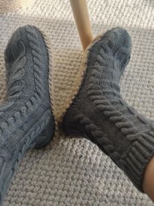 Mens Autumn Floor Boots Small Size Woolen Cable Knit 38-40 Soft Bottom Anti-slip 23.5cm Home Comfort Casual Fashion Boots