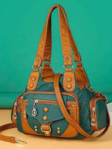 Túi Đeo Chéo Da Mềm Dung Tích Lớn Thời Trang Thường Ngày Cho Phụ Nữ Trung Niên Túi Đeo Vai Đơn Nhiều Lớp Phong Cách Mới 2024