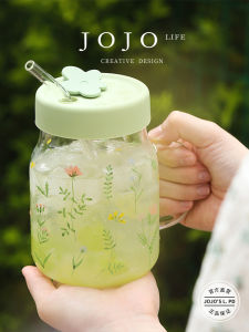 High Temperature Resistant Glass Cup with Handle And Lid for Women Home Use JOJOS L. PD.rice Modern Simple Style Universal Cup