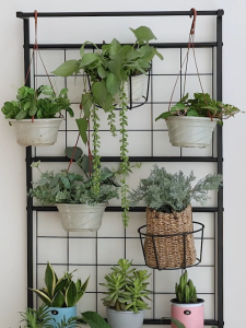 Durable Metal Hanging Plant Stand Indoor Outdoor Multi-Flower Shelf for Space Saving Home Garden