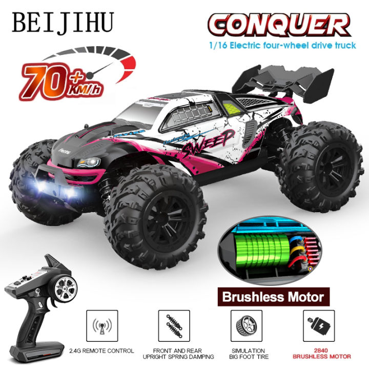 116 70km/h Brushless RC Car With LED Light 4WD Remote Control Cars